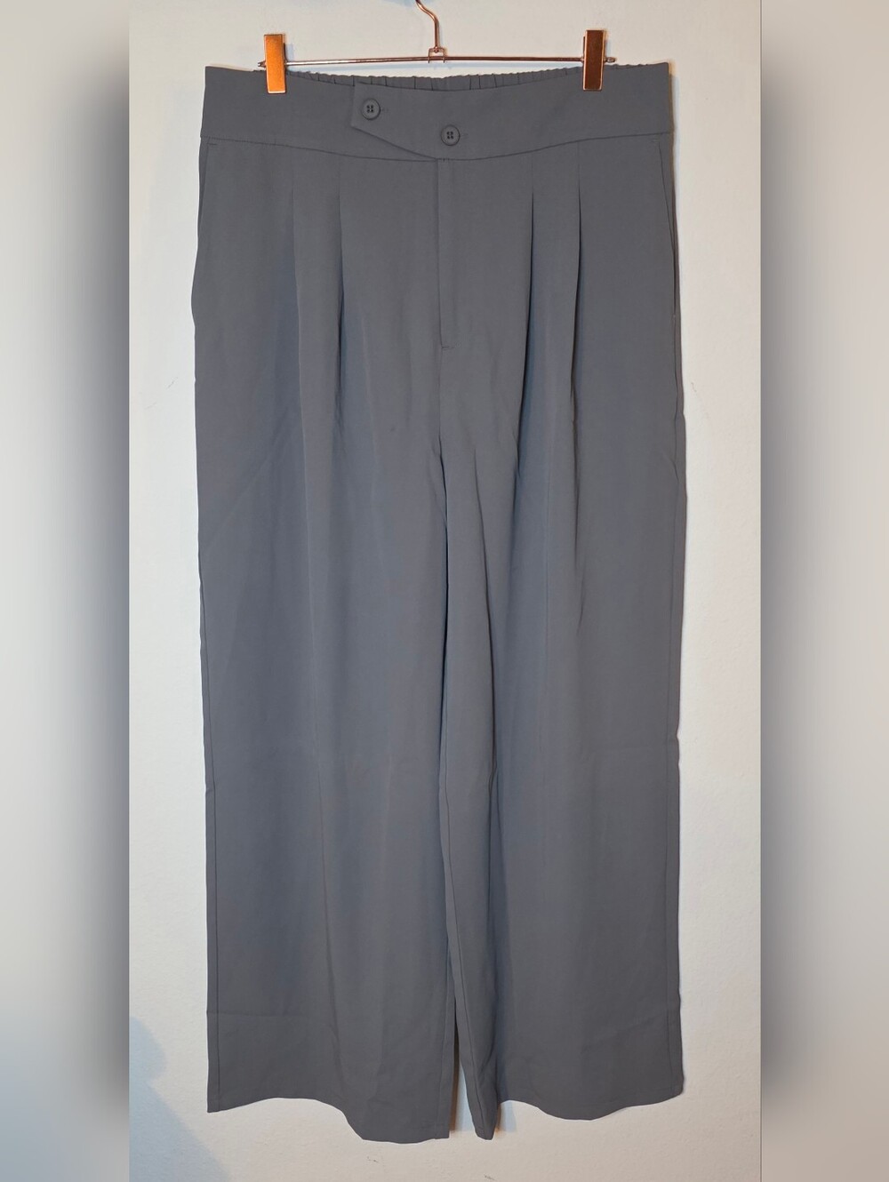 HALARA Gray Wide-Leg Pleated Trousers XL Flap Closure #036